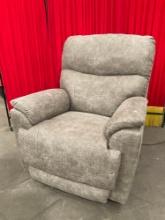 Power Recliner Chair w/ Gray Stonewashed Faux Leather Upholstery. Tested, Working. See pics.