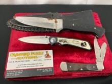 3x Jaguar brand Knives, 4 inch Fixed Blade & 2x Folding Pocket Knives, KKC440 & mini trapper