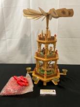 Vintage Large 3 Tiered German Christmas Candle Carousel, w/ candles