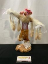 Signed Vintage Handmade Kachina Doll, Red Tail Hawk Warrior