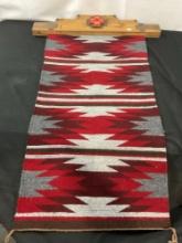 Native American Blanket Wall Hanging, 100% Wool Genuine Navajo Indian Made, Red/Grey/White in color