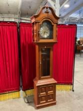 Vintage Schatz Western Germany Wooden Grandfather Clock w/ Pendulum & Weights. See pics.