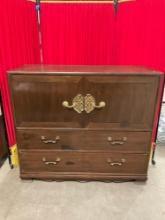 Mid Century Asian Stunning Brass & Mahogany Dresser / Cabinet - See pics