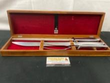 Gerber Legendary Blades, Gungnir Honing Rod, Excalibur Carving Knife & Ron Fork in Walnut Case