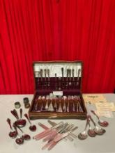 80+ pcs Vintage Silver-plate Silverware Assortment in Tarnish Resistant Wooden Box. See pics.