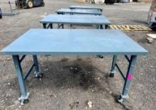 (4) 5' x 30" Rolling Table (Collapsible, Height Adjustable, Uline), Located