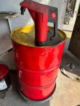 55 gallon drum w/ Fill Rite barrel pump, barrel cart.