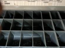 KM4 parts drawers: metripak terminals, roll pins, battery terminals.