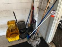 Mop bucket, air filter, Dyson vacuum.