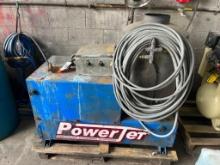 Power Jet gas fired high pressure hot water washer w/ blue barrel. (CONDITION UNKNOWN)