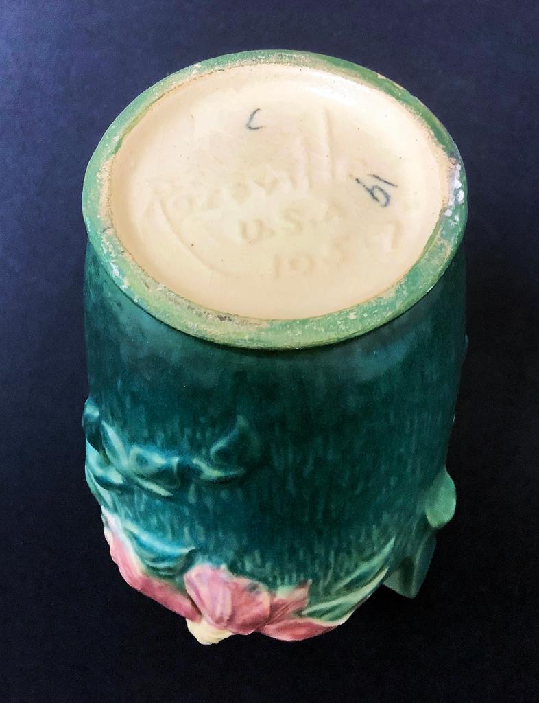 Roseville Pottery Clematis Vase - #105, 7"