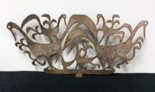 Janvier Louis-Juste Haitian Folk Art Metal Sculpture W/ Birds - 22"x11"
