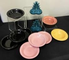 2 Fiestaware Ashtrays;     7 Fiestaware Bowls;     Pair Fiestaware Candleho