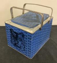 Tiger Tobacco Tin Box - Blue W/ Handles, See Photos For Condition