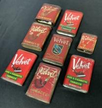 8 Tobacco Tins - Velvet, See Photos For Condition