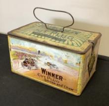 Tobacco Tin - J. Wright & Co. Winner Box W/ Handle, See Photos For Conditio