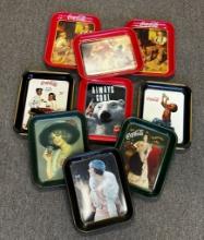 9 Reproduction Metal Coca-Cola Trays