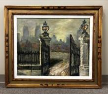 Carol Rabenau Oil On Canvas - From The Museum Gates, Signed Lower Left, Fra