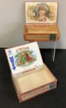 2 Vintage Cigar Boxes - The Oriental & Cyrilla, See Photos For Condition