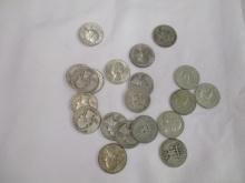 US Silver Washington Quarters various dates/mints 20 coins