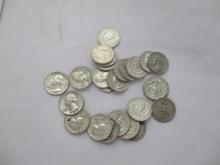 US Silver Washington Quarters 1930's-1964 25 coins