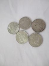 US Peace Silver Dollard all 1923 5 coins