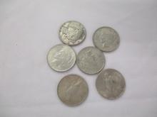 US Peace Dollars all 1922 6 coins
