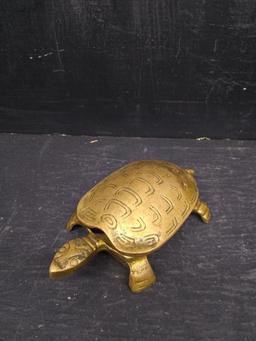 Vintage Brass Turtle Ashtray