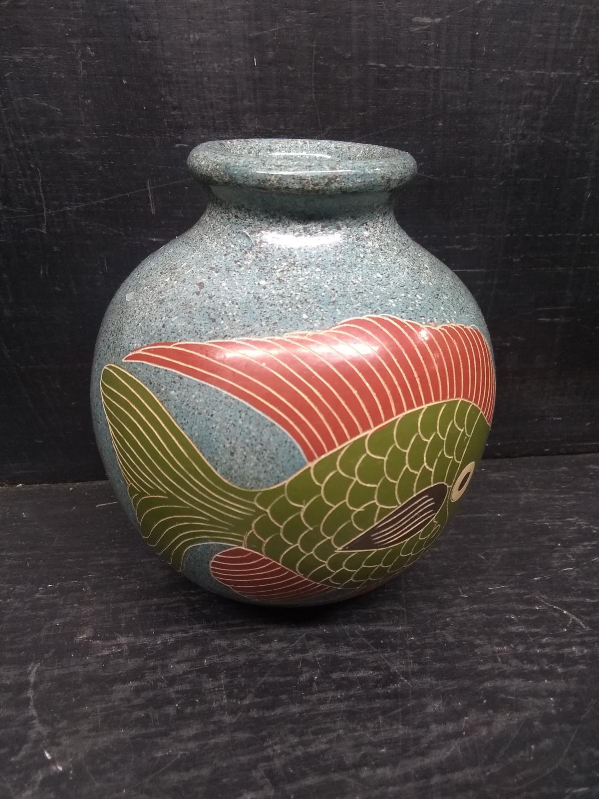 Studio Art Pottery Vase Fish-Juan Paulino Martinez