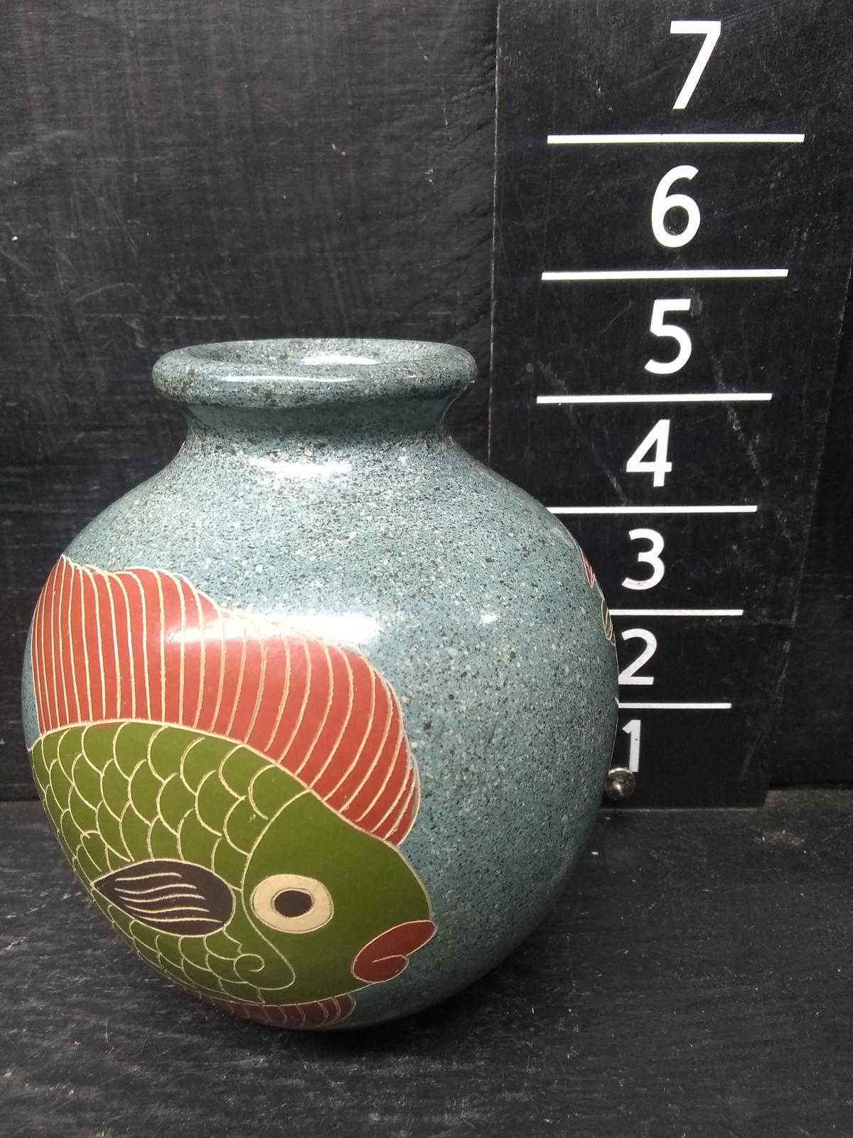 Studio Art Pottery Vase Fish-Juan Paulino Martinez