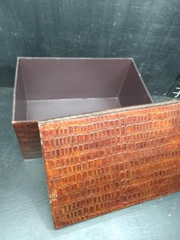 Faux Leather Decorative Document Box