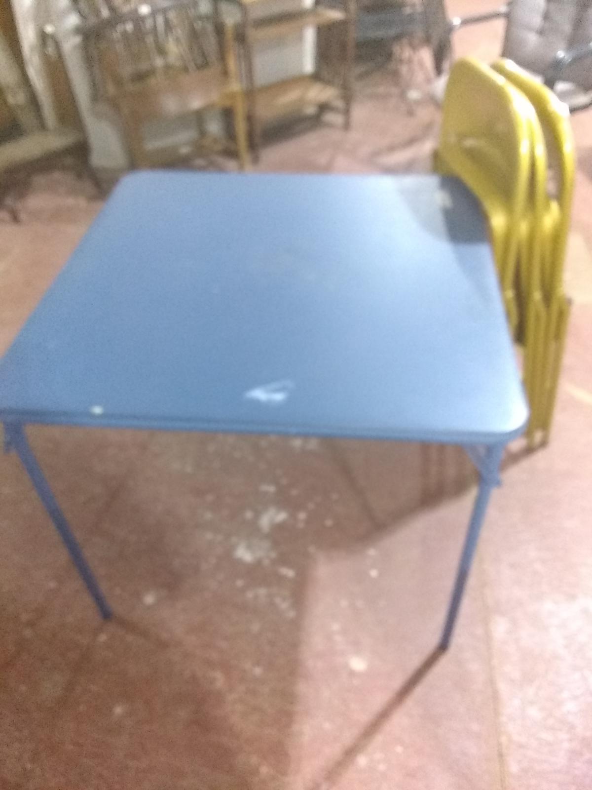 (4) Metal Folding Chairs w/ Card Table