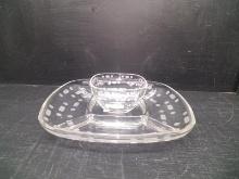 Contemporary Glass Chip and Dip Bowl