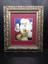 Framed and Matted Print-Santa with Cookies