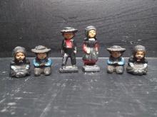 Collection 6 Cast Iron Amish Figures