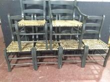 (6) Painted Rope Woven Seat Dining Chairs (x6)