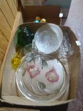 BL- Assorted Glass-Serving Tray, Vases, Bowls