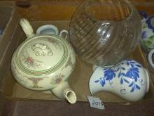 BL- Round Glass Bowl/Planter, Teapot