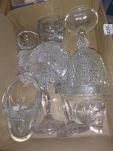 BL- Assorted Glass-Pedestal Dish, Candlesticks, Mug