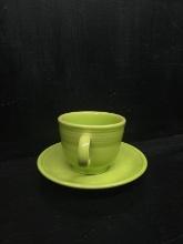 Green Fiestaware Cup and Saucer