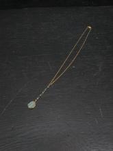 Jewelry-Polished Slate Quartz Pendant with Gold Toned Necklace