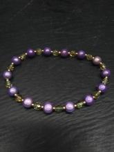 Jewelry-Purple and Green Bead Stretch Bracelet