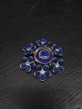 Jewelry-Vintage Coro Blue Beaded Flower Brooch