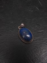 Jewelry-Polished Stone Blue Pendant with Sterling Silver Bezel