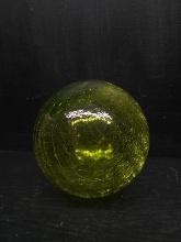 Studio Art Glass Hand Blown Green Crackle Ball