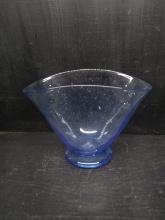 Studio Art Glass Blue Bubble Vase with Pontil