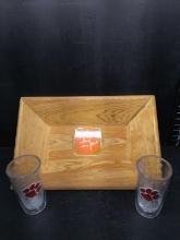 Clemson Tigers Wood Snack Bowl and Tervis Tumblers(2)
