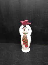 Novelty Snowman with Bird Christmas Figure