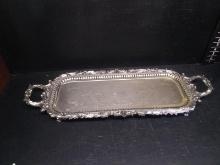 Silver Plated Double Handle Footed Serving Tray