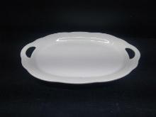 White Ceramic Japan Double Handle Serving Platter